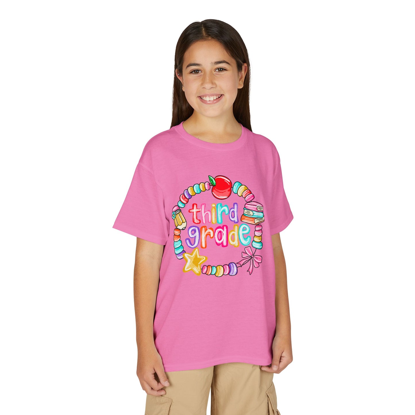 Third Grade Youth T-Shirt — Colorful School Bead Wreath Back-to-School Tee