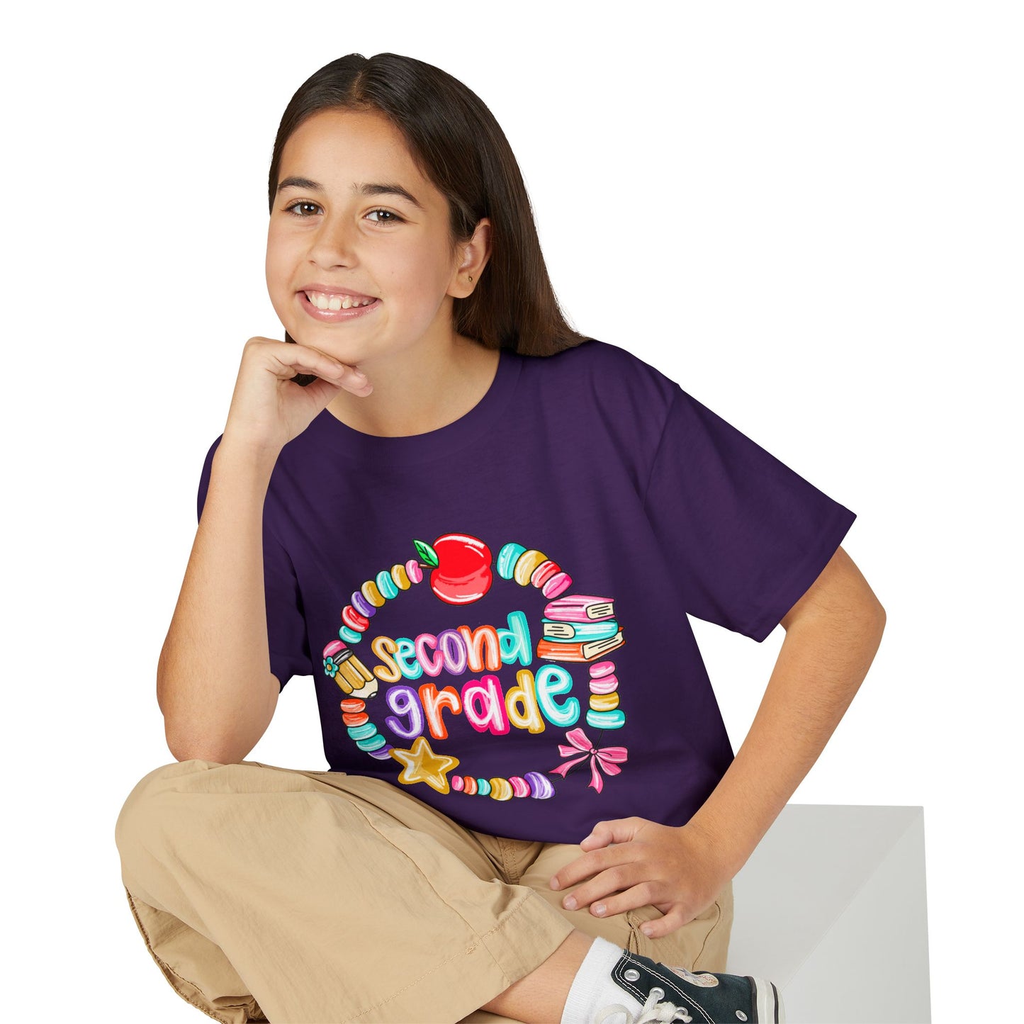 Second Grade Youth T-Shirt — Colorful School Bead Wreath Back-to-School Tee
