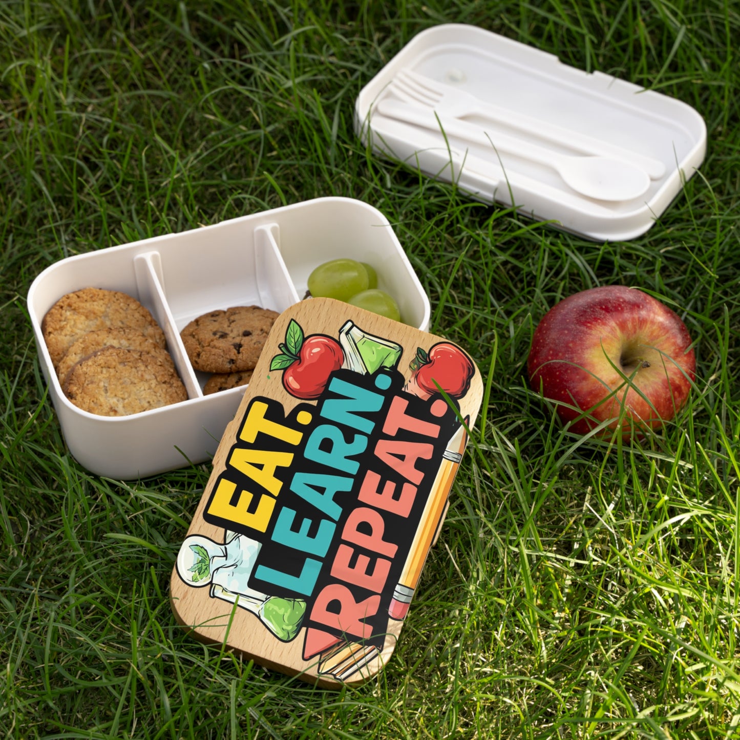 Bento Box - "Eat. Learn. Repeat." School Lunch Container