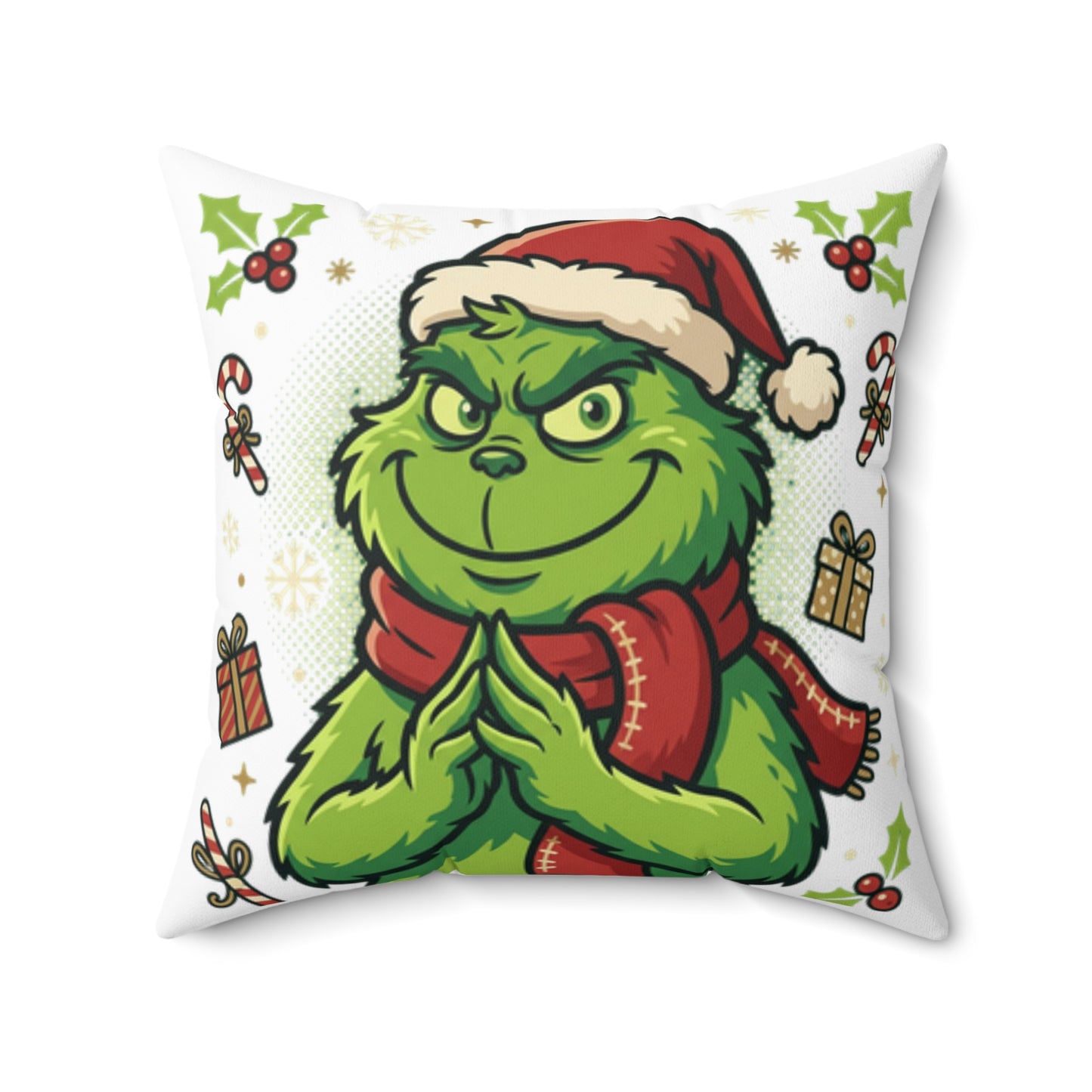 Grinch Christmas Pillow - Mischievous Holiday Decorative Throw Pillow