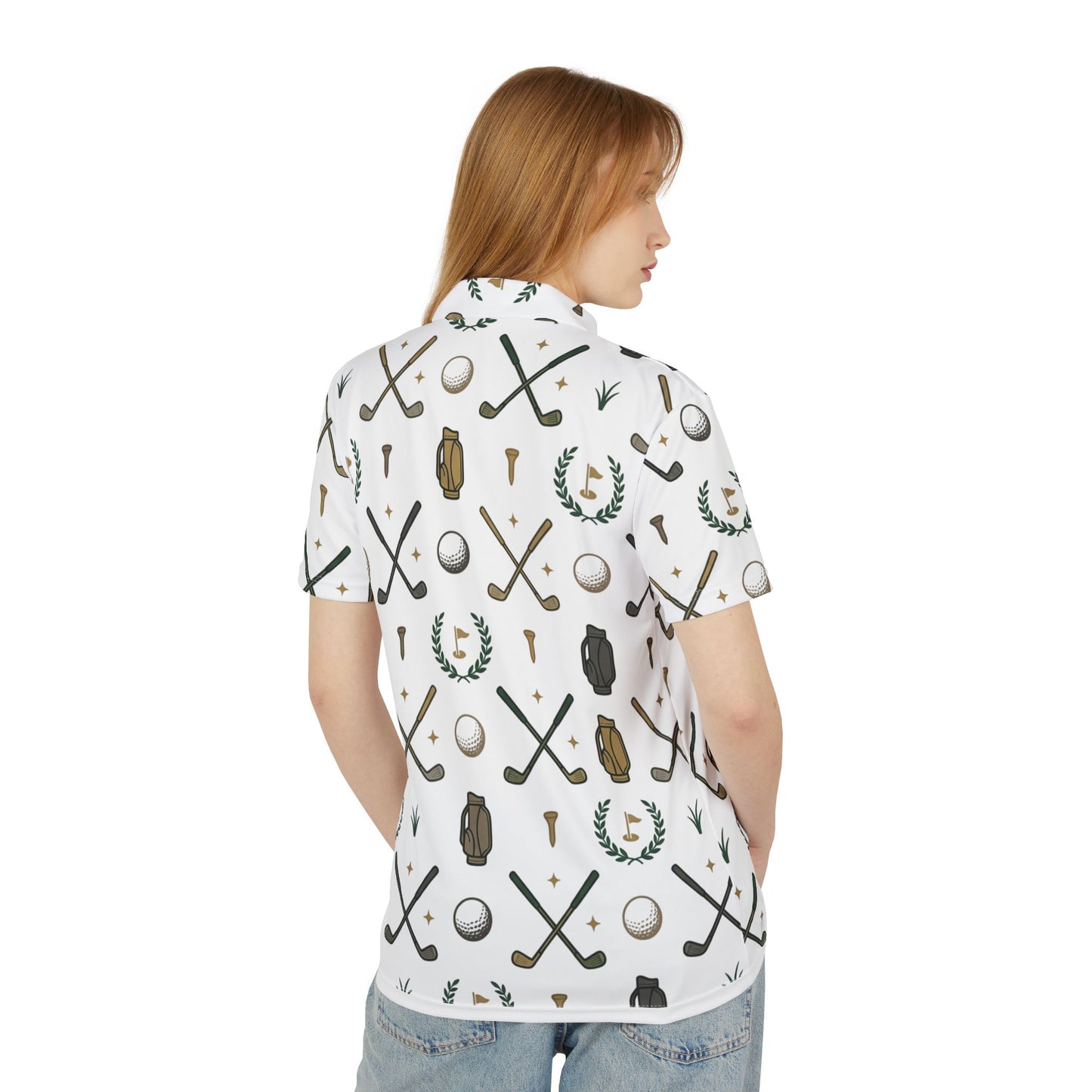 Golf Pattern Polo Shirt — Vintage Clubs & Balls All-Over Print