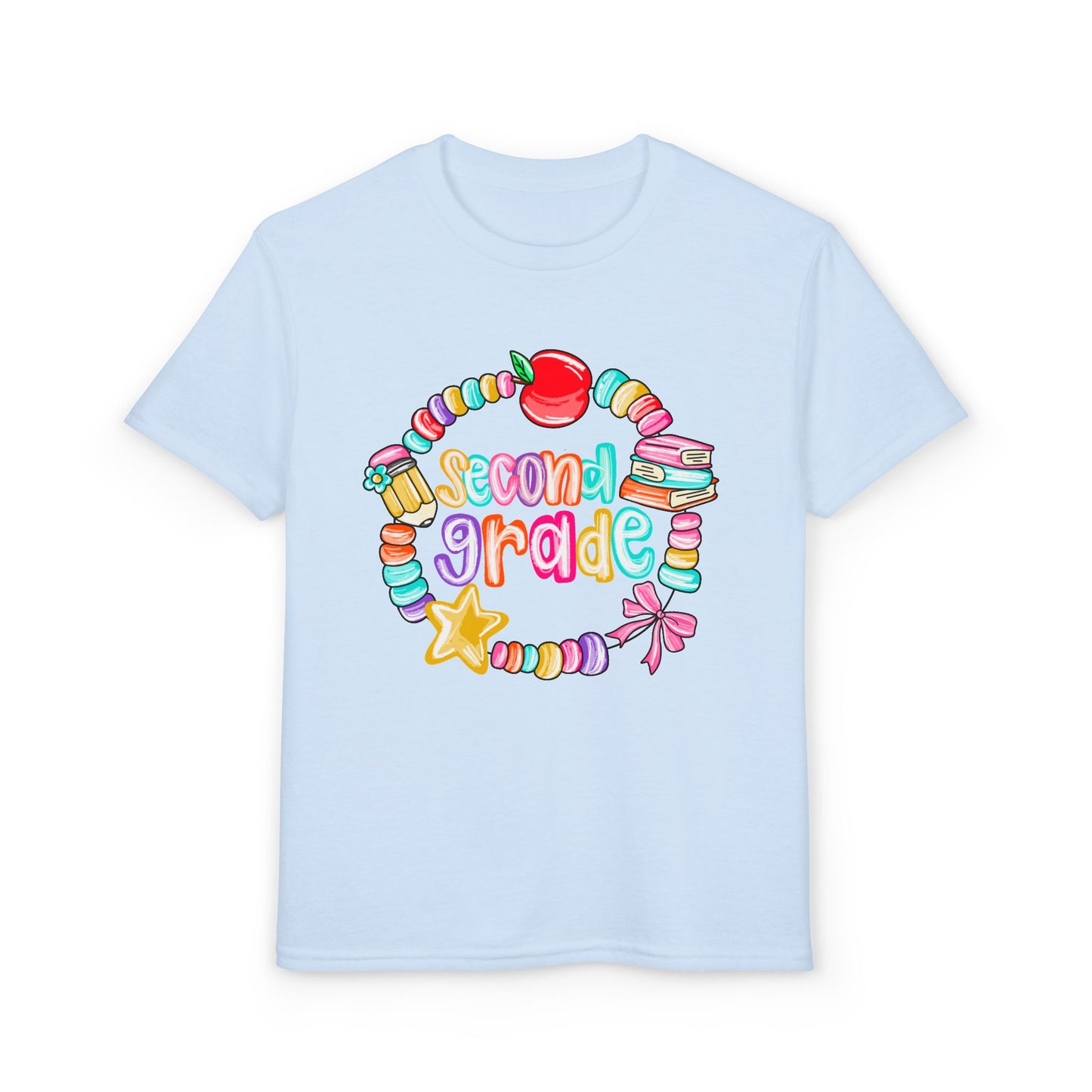 Second Grade Youth T-Shirt — Colorful School Bead Wreath Back-to-School Tee