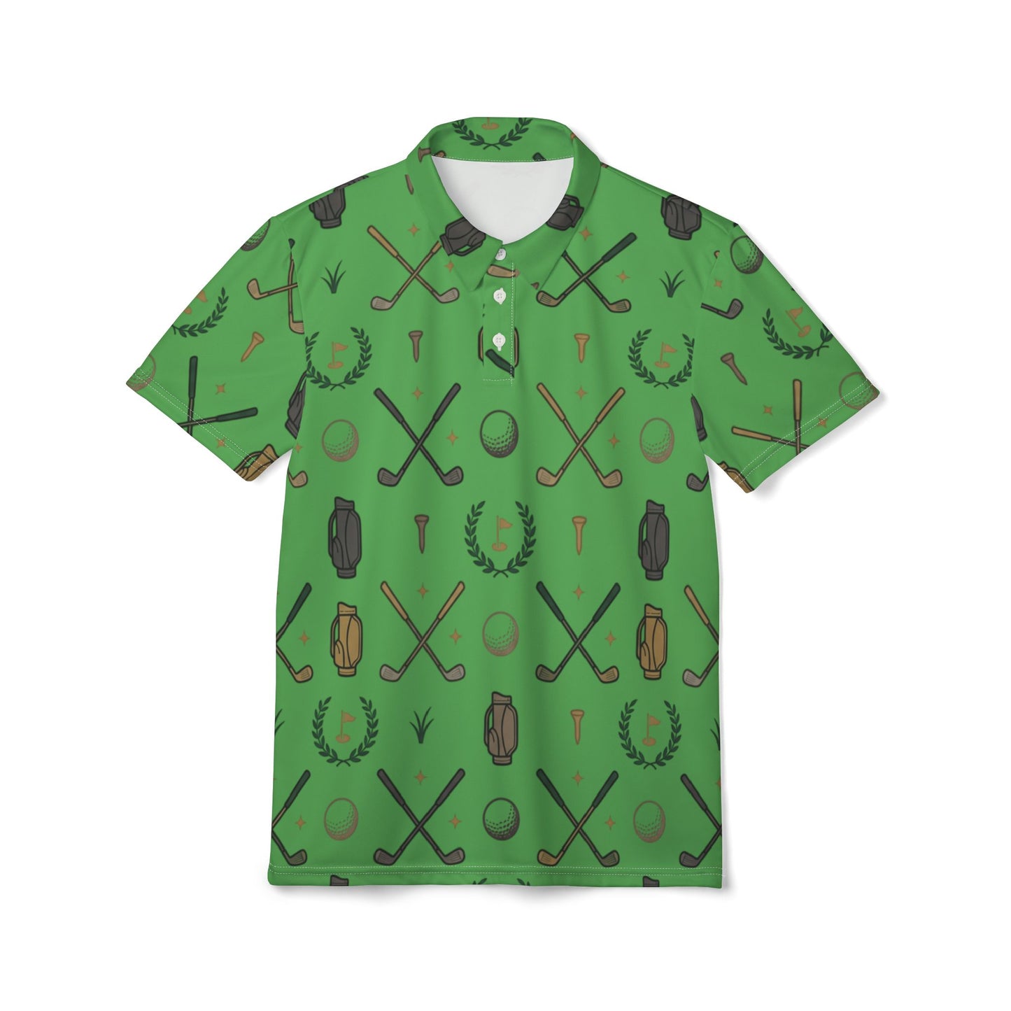 Copy of Golf Pattern Polo Shirt — Vintage Clubs & Balls All-Over Print