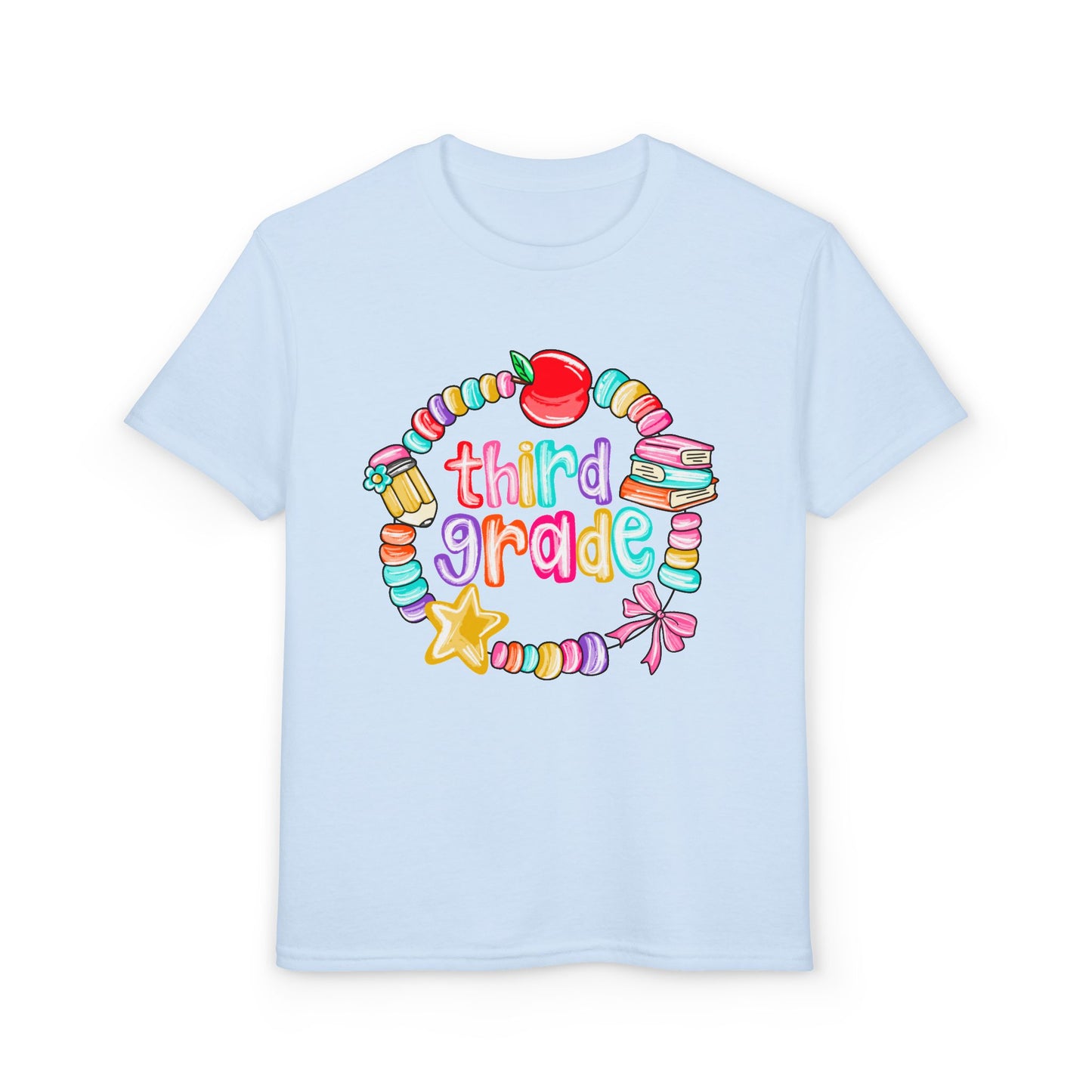 Third Grade Youth T-Shirt — Colorful School Bead Wreath Back-to-School Tee
