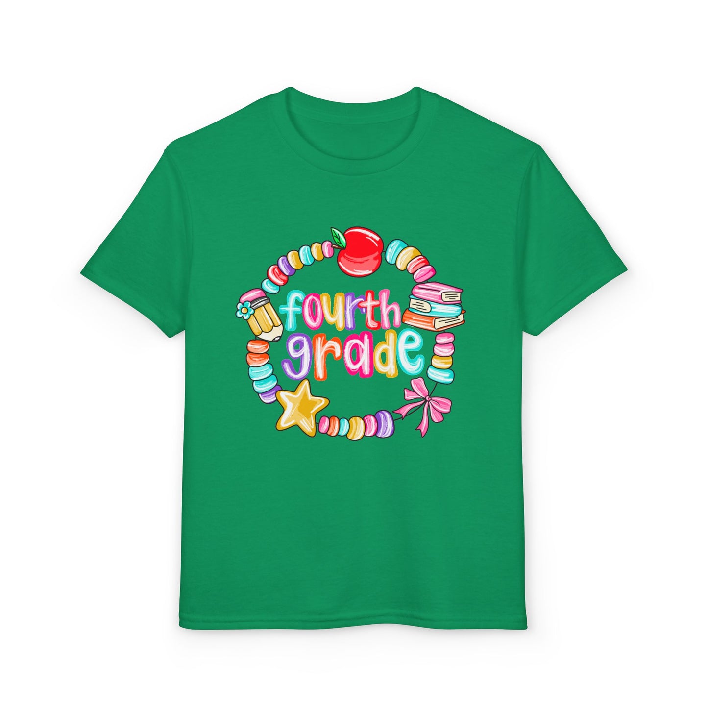 Fourth Grade Youth T-Shirt — Colorful School Bead Wreath Back-to-School Tee