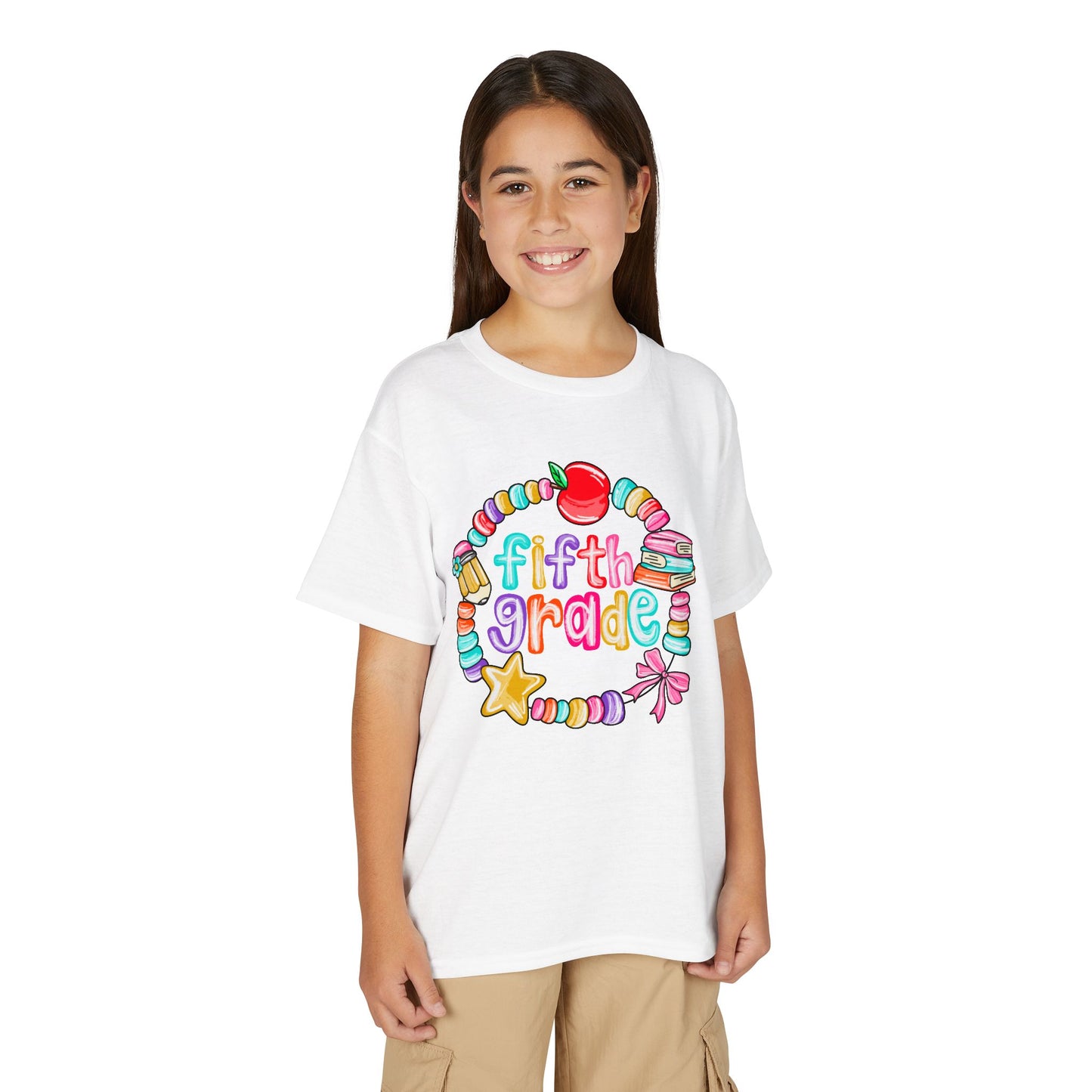 Fifth Grade Youth T-Shirt — Colorful School Bead Wreath Back-to-School Tee
