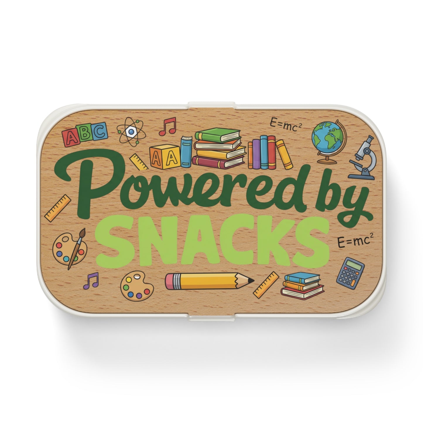 Powered by Snacks Bento Lunch Box — Cute School Snack Box for Kids & Teachers