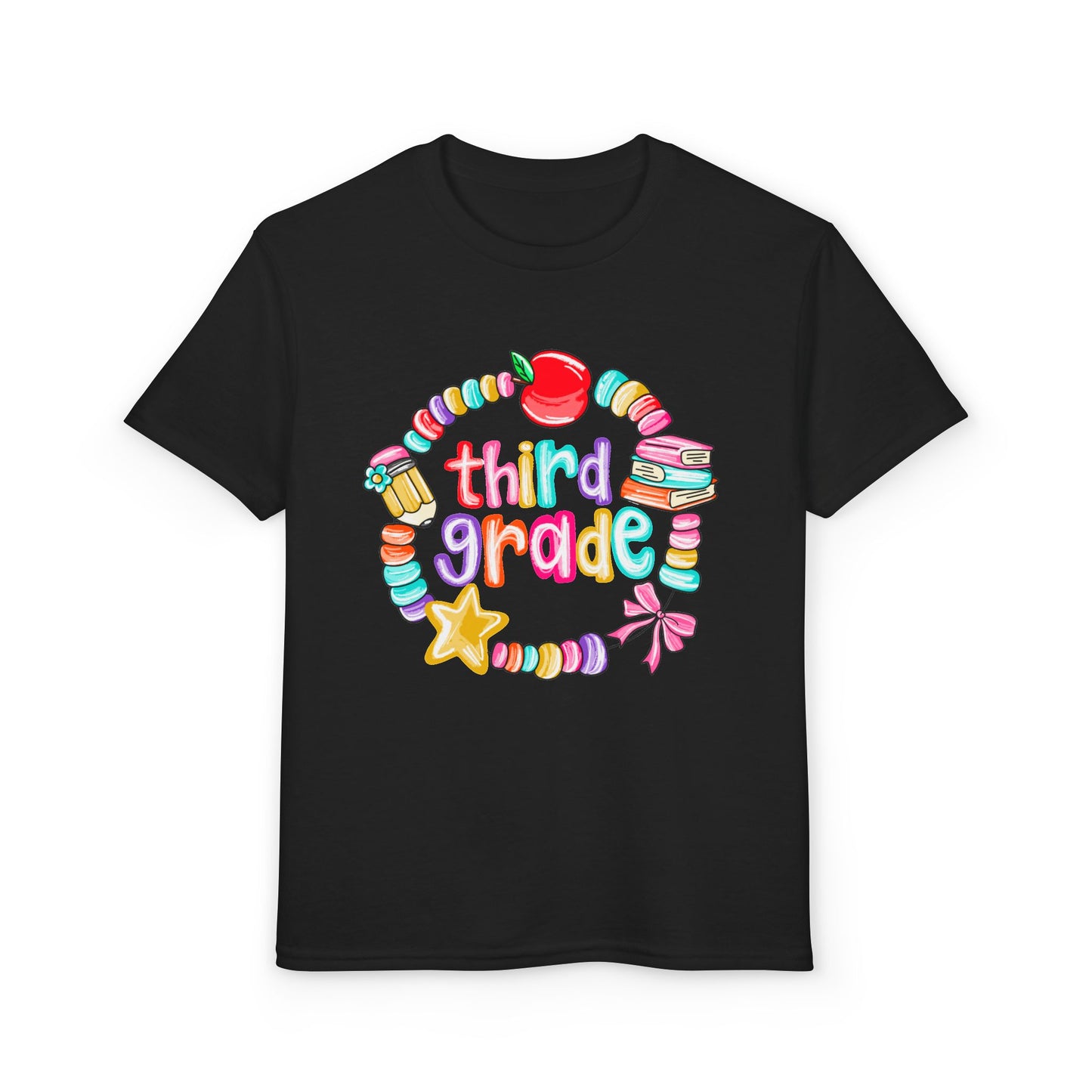 Third Grade Youth T-Shirt — Colorful School Bead Wreath Back-to-School Tee
