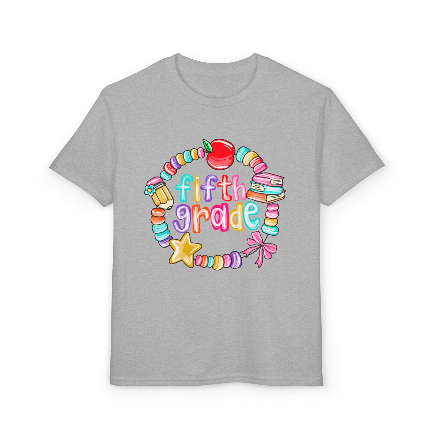 Fifth Grade Youth T-Shirt — Colorful School Bead Wreath Back-to-School Tee