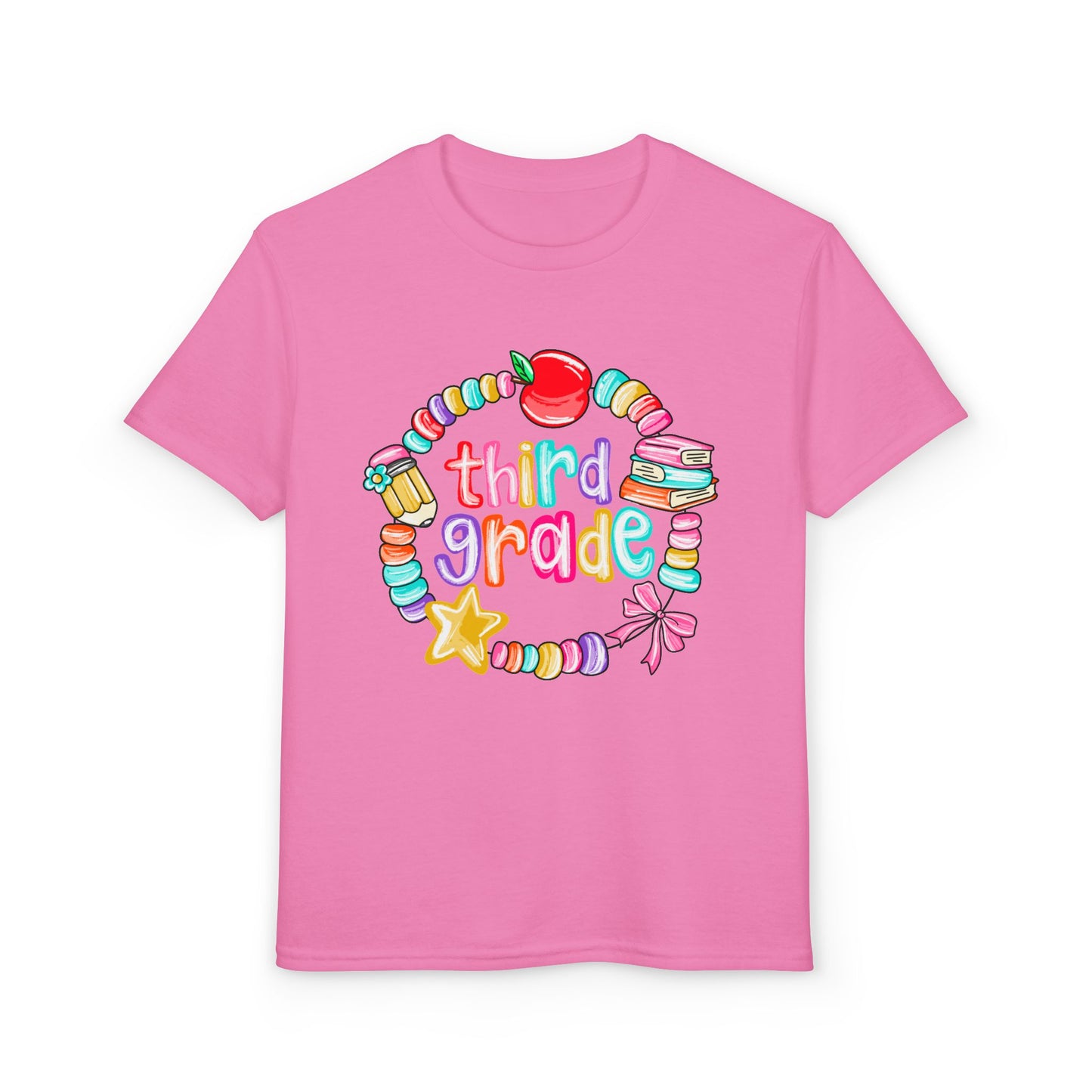 Third Grade Youth T-Shirt — Colorful School Bead Wreath Back-to-School Tee