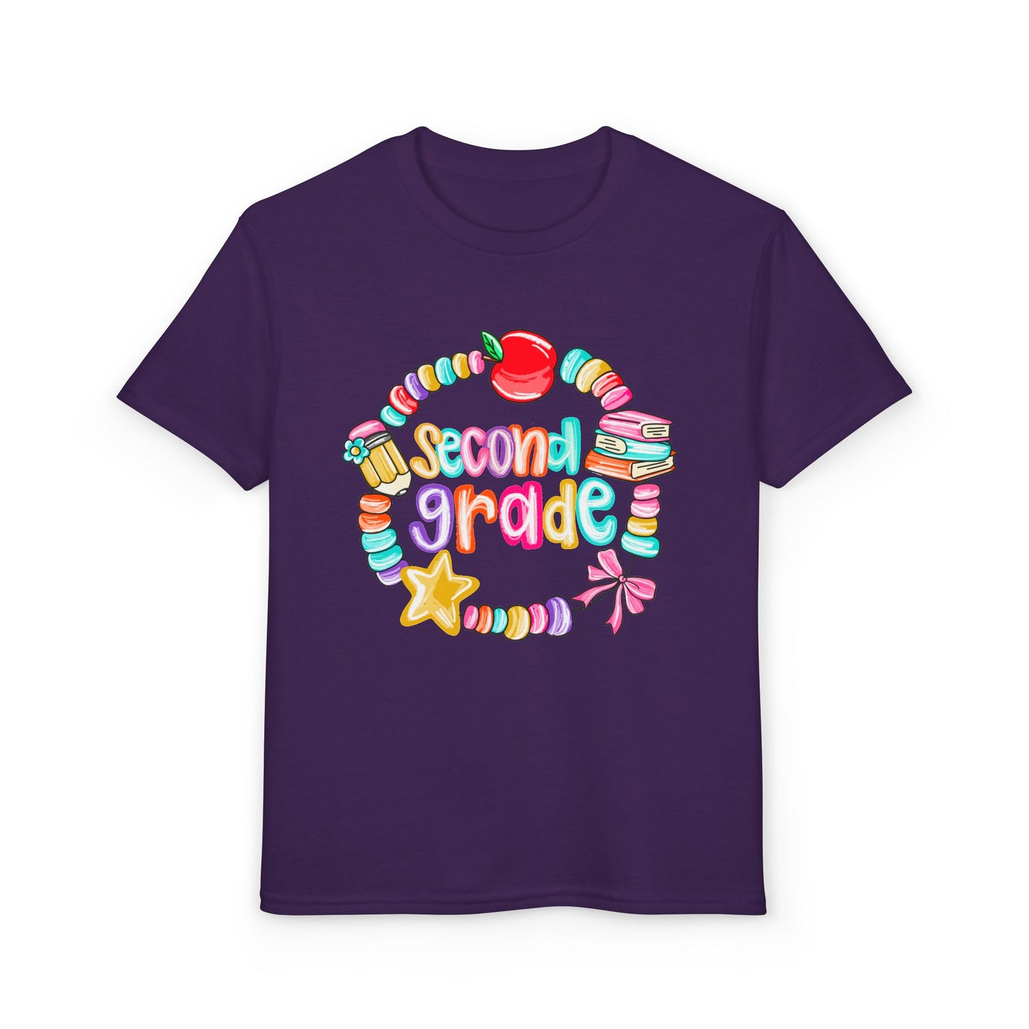 Second Grade Youth T-Shirt — Colorful School Bead Wreath Back-to-School Tee