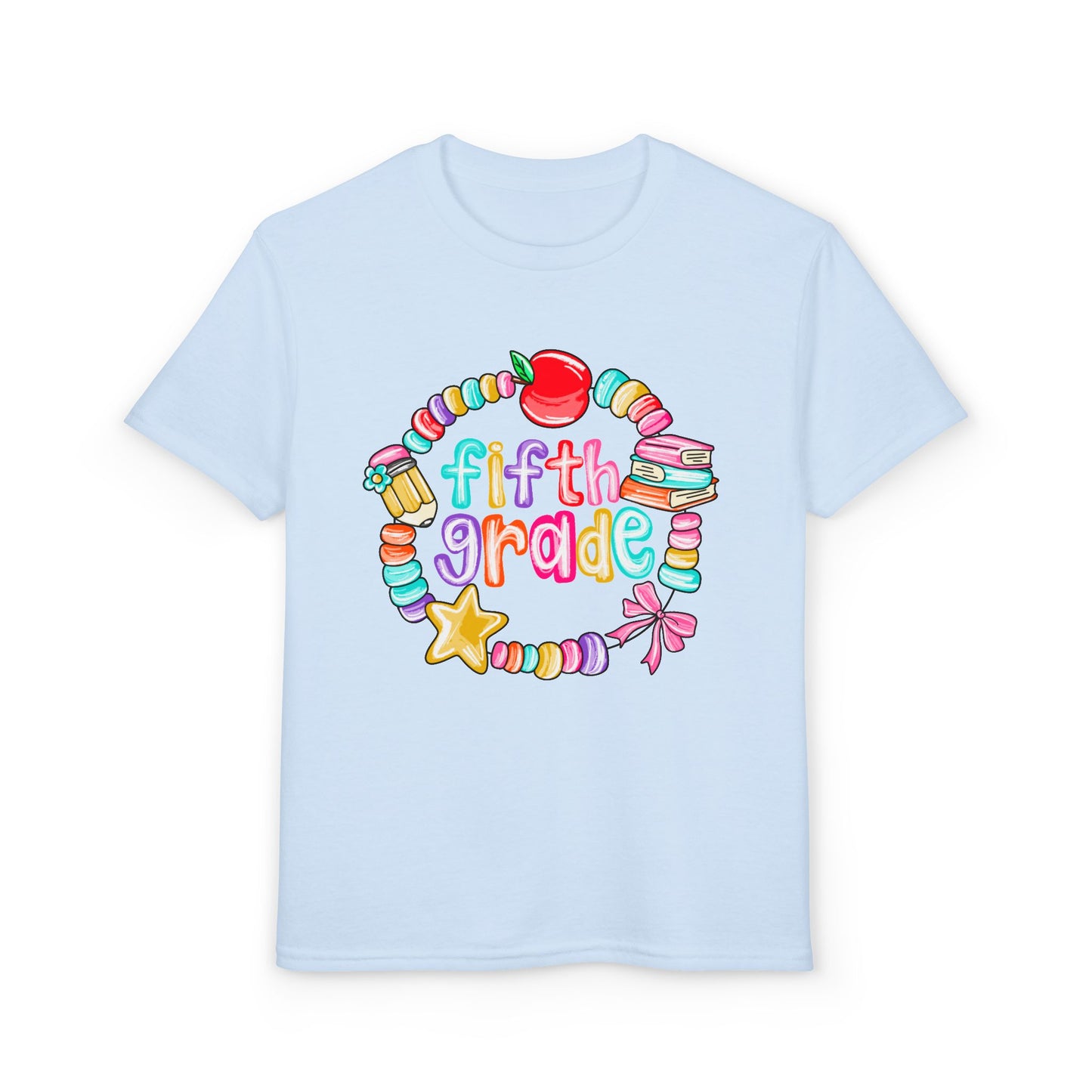 Fifth Grade Youth T-Shirt — Colorful School Bead Wreath Back-to-School Tee