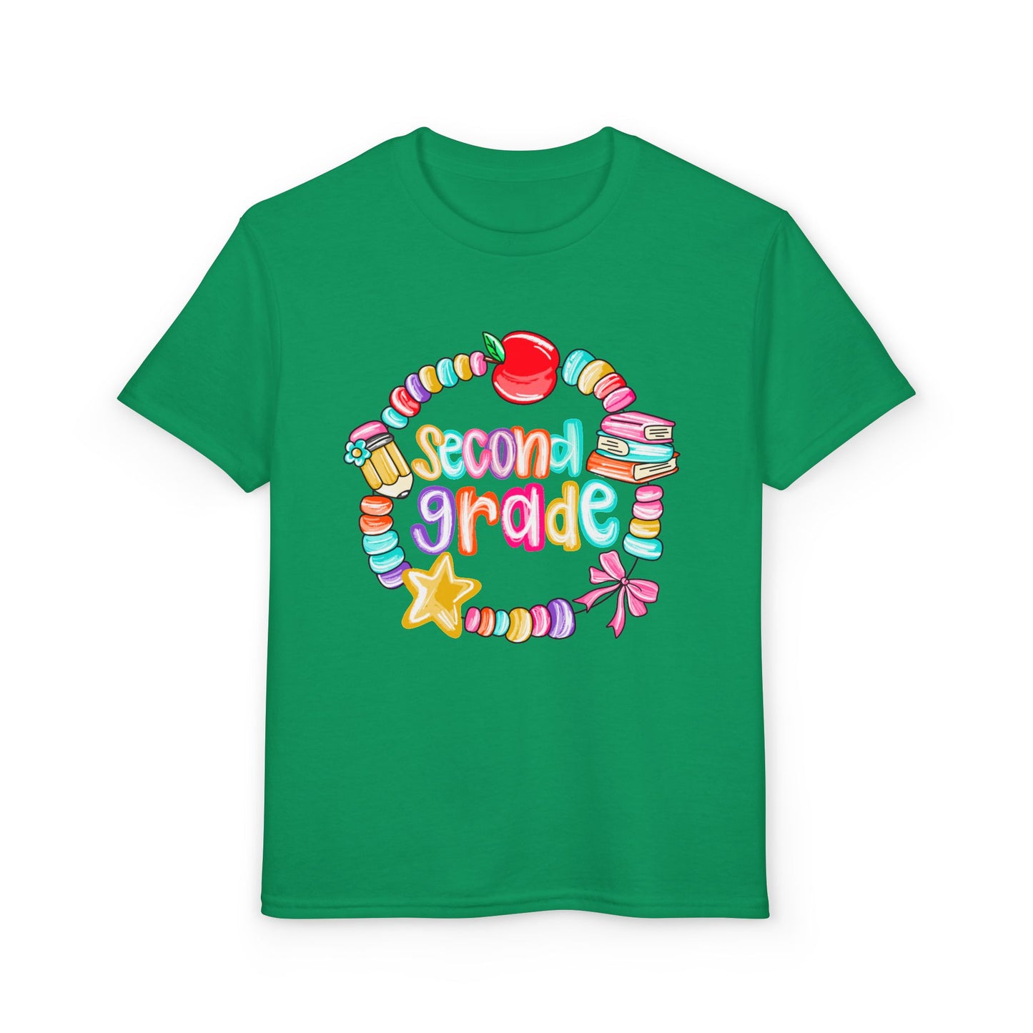 Second Grade Youth T-Shirt — Colorful School Bead Wreath Back-to-School Tee