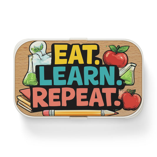 Bento Box - "Eat. Learn. Repeat." School Lunch Container