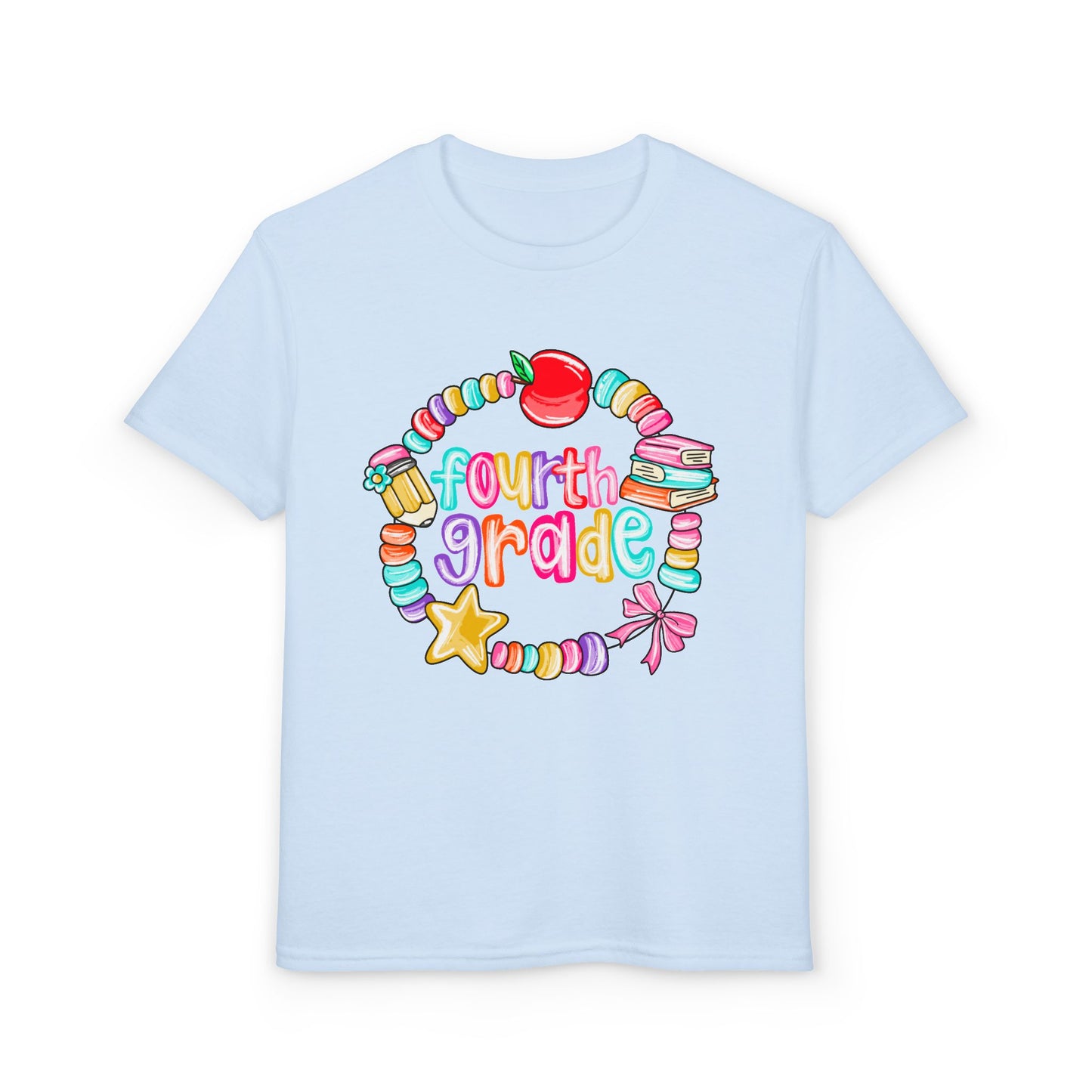 Fourth Grade Youth T-Shirt — Colorful School Bead Wreath Back-to-School Tee