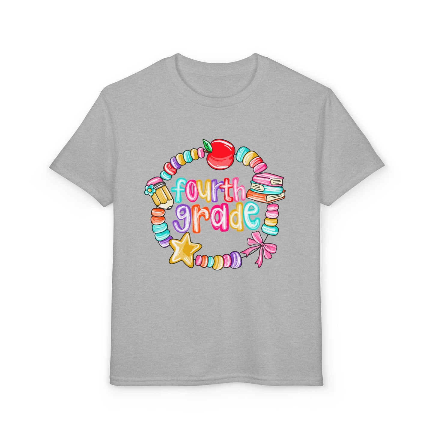 Fourth Grade Youth T-Shirt — Colorful School Bead Wreath Back-to-School Tee