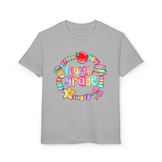 Fourth Grade Youth T-Shirt — Colorful School Bead Wreath Back-to-School Tee