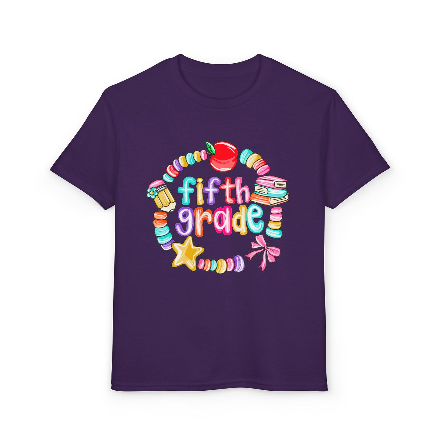 Fifth Grade Youth T-Shirt — Colorful School Bead Wreath Back-to-School Tee