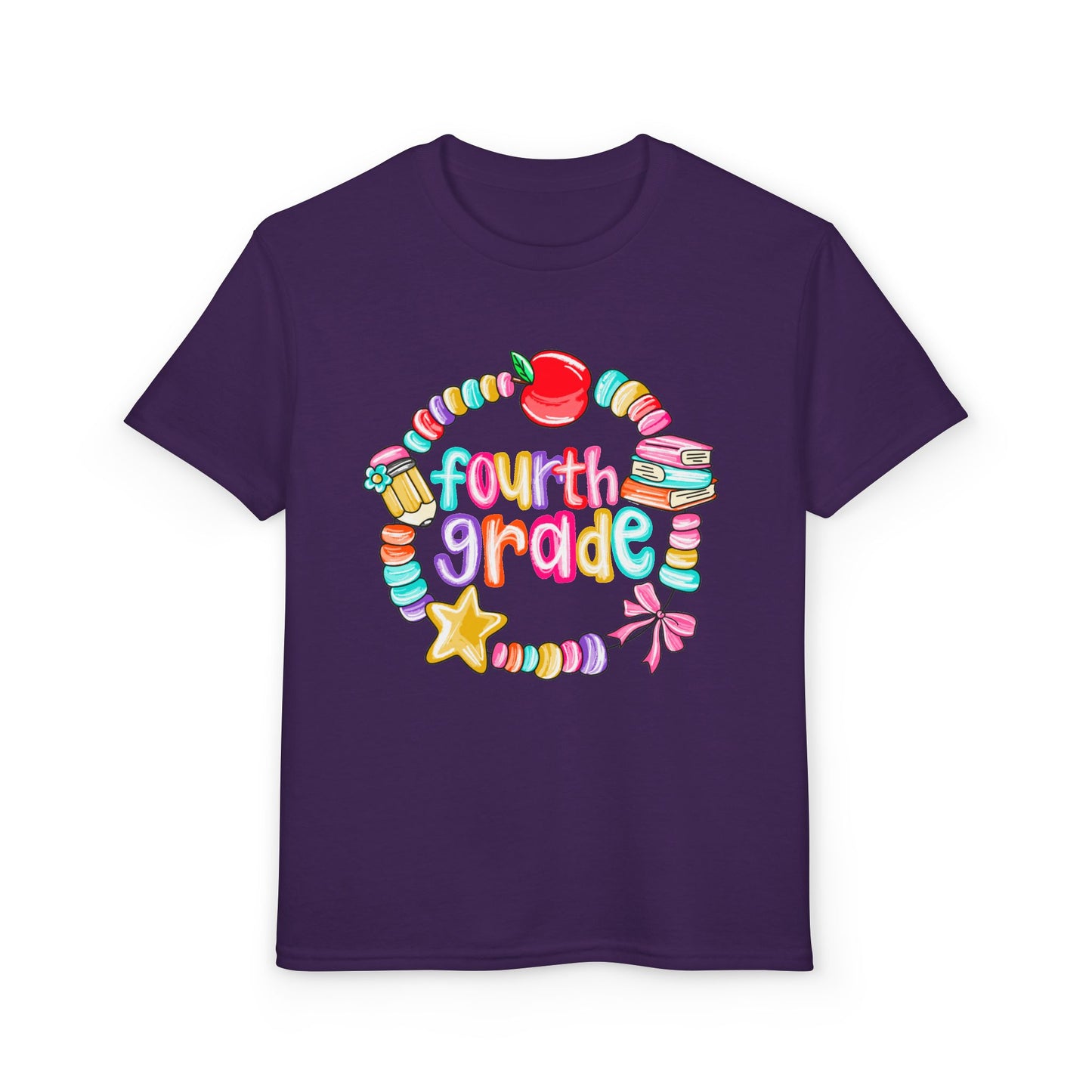 Fourth Grade Youth T-Shirt — Colorful School Bead Wreath Back-to-School Tee