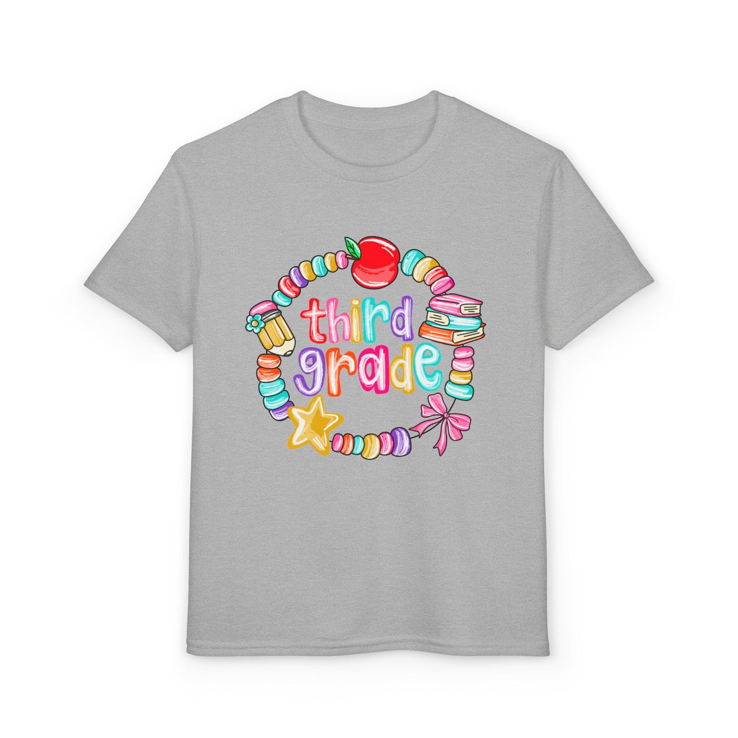 Third Grade Youth T-Shirt — Colorful School Bead Wreath Back-to-School Tee