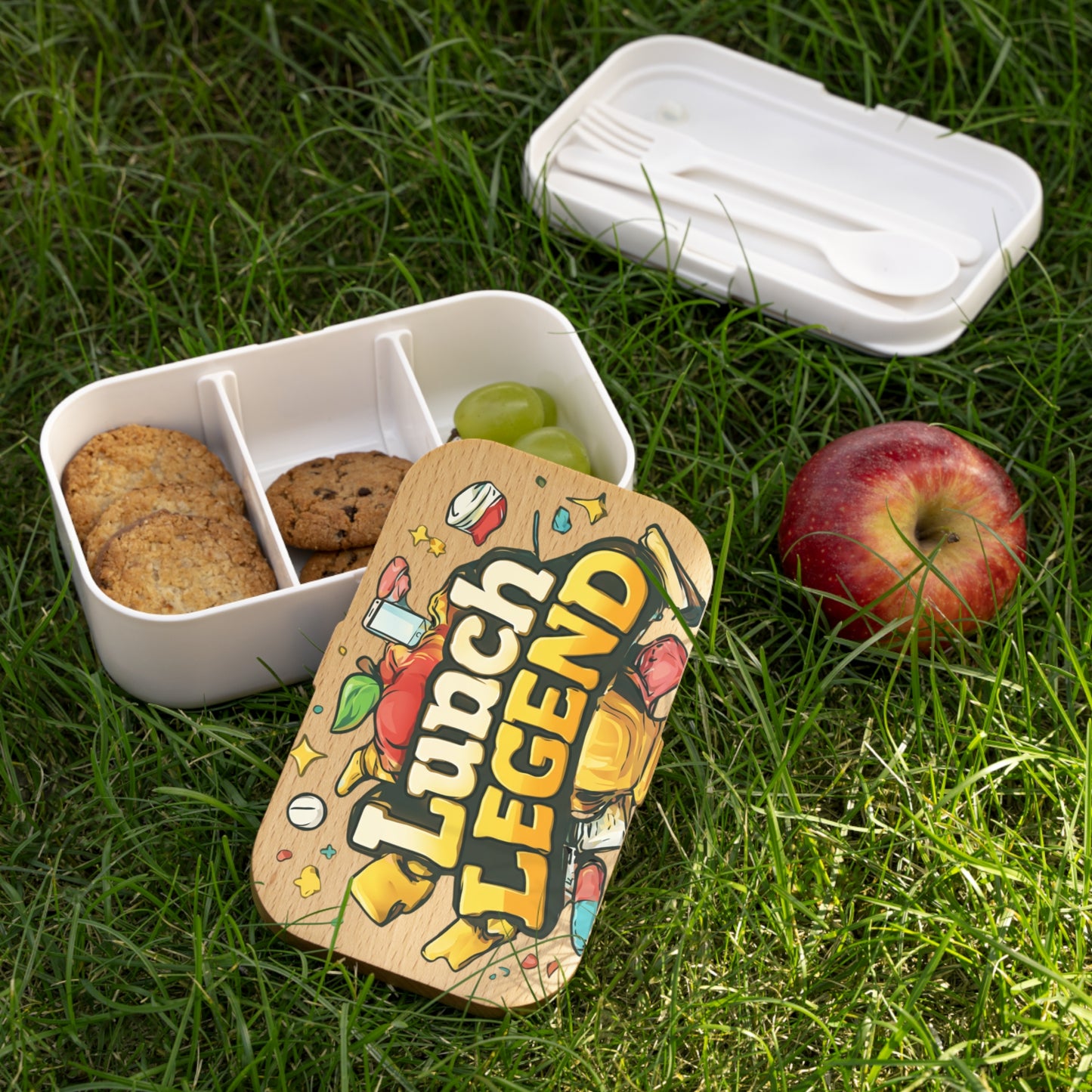 Bento Lunch Box — "Lunch Legend" Kids & Adult Bento with Playful Food Illustration