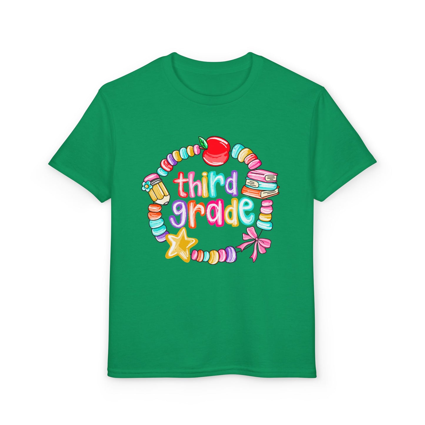 Third Grade Youth T-Shirt — Colorful School Bead Wreath Back-to-School Tee