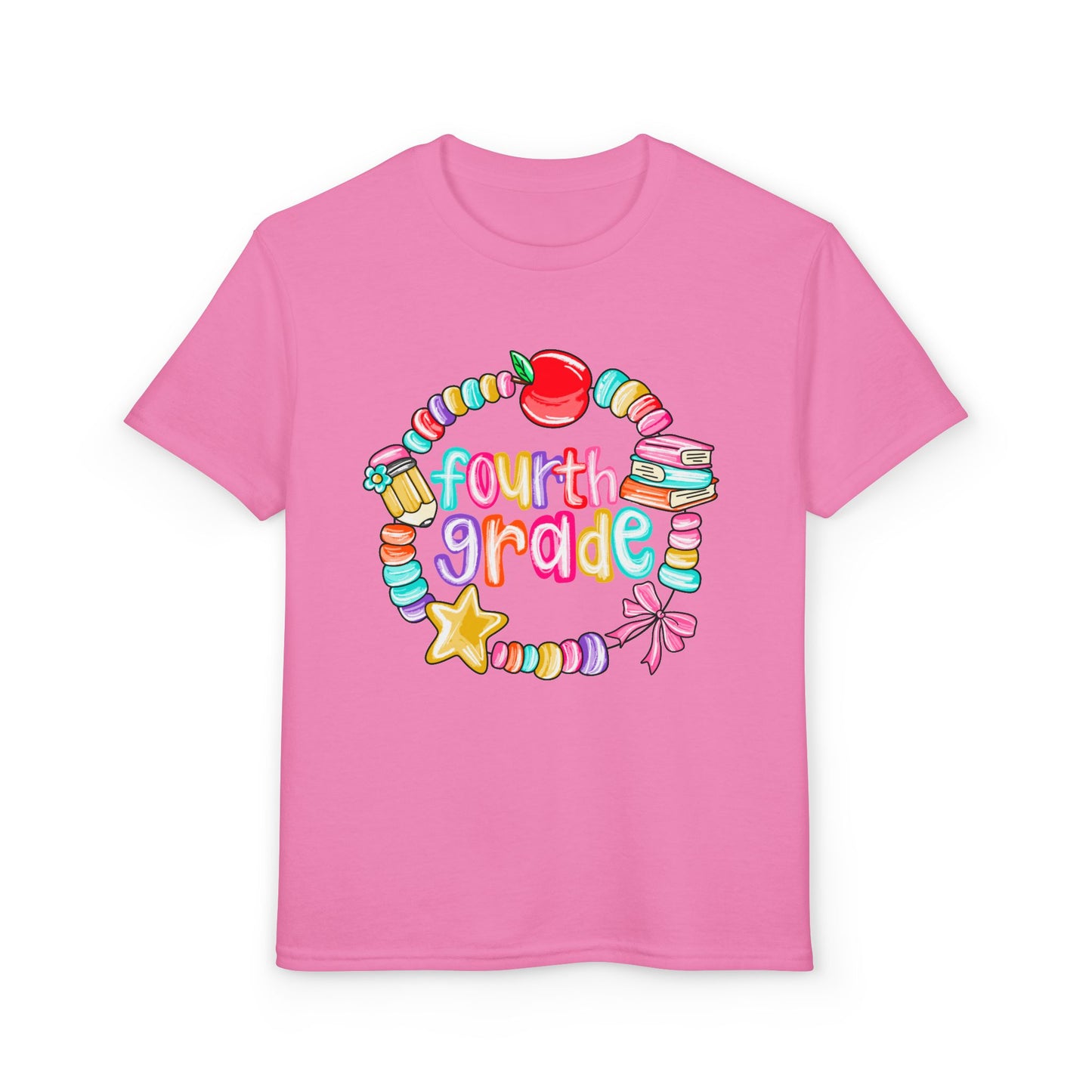Fourth Grade Youth T-Shirt — Colorful School Bead Wreath Back-to-School Tee
