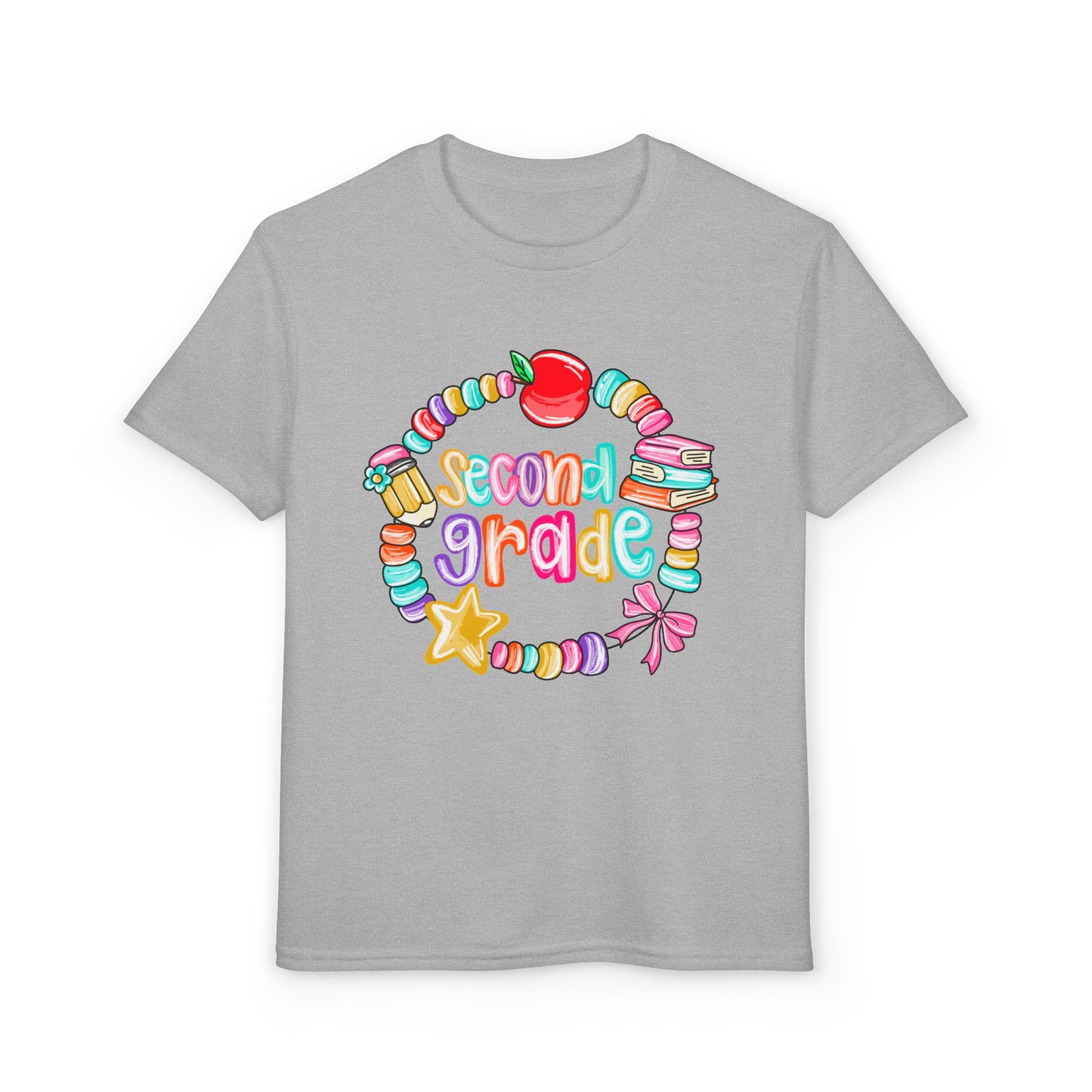 Second Grade Youth T-Shirt — Colorful School Bead Wreath Back-to-School Tee