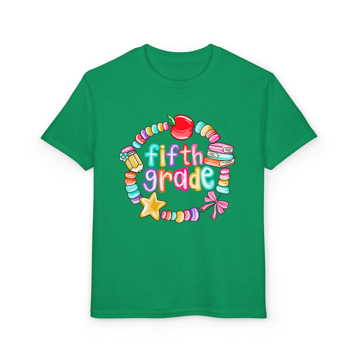 Fifth Grade Youth T-Shirt — Colorful School Bead Wreath Back-to-School Tee