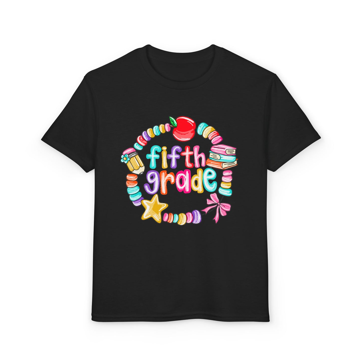 Fifth Grade Youth T-Shirt — Colorful School Bead Wreath Back-to-School Tee