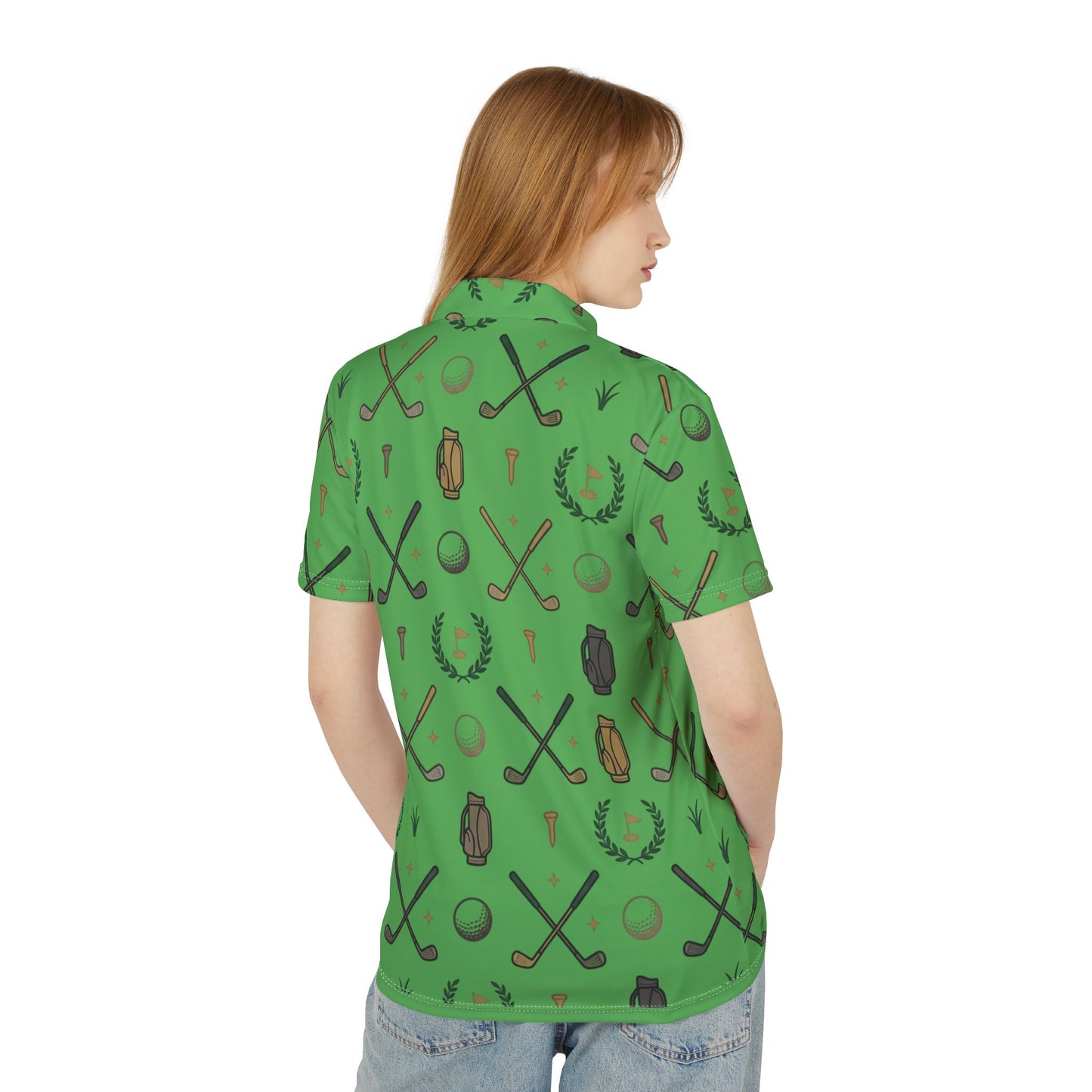 Copy of Golf Pattern Polo Shirt — Vintage Clubs & Balls All-Over Print